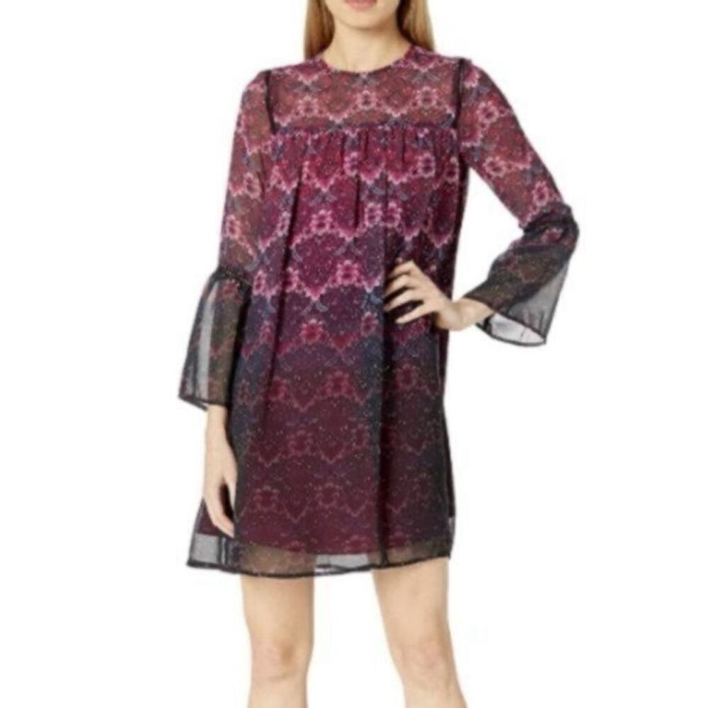 Nanette Lepore Women's Size 6 Floral‎ Abstract Chiffon Mini Dress